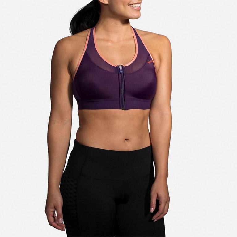 Brooks FastForward Zip Running Bra - Women's - Purple (18395-IPZY)